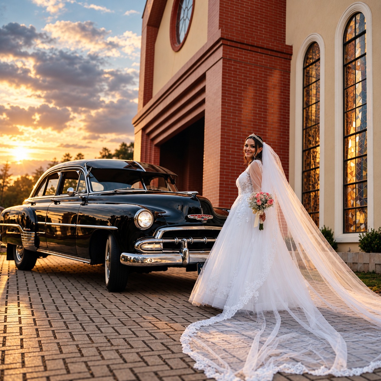 Registro de casamento ao entardecer